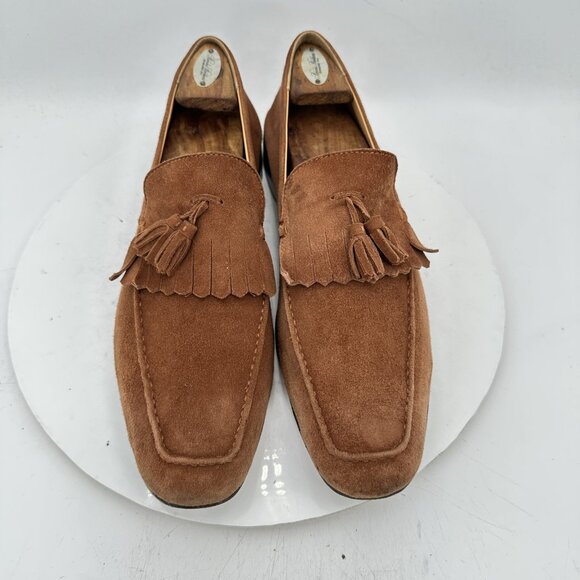 Balmain Men Size 44 US 11 Brown Suede Tassel Slip On Loafer Dress Shoe - Picture 1 of 12